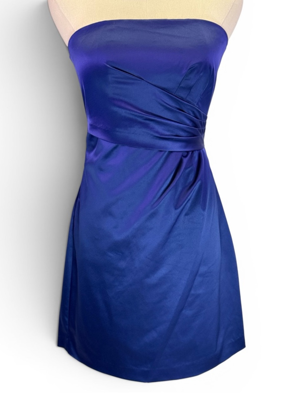 The Limited Royal Blue‎ Satin Strapless Ruched Cocktail Fit & Flare Dress Size 2